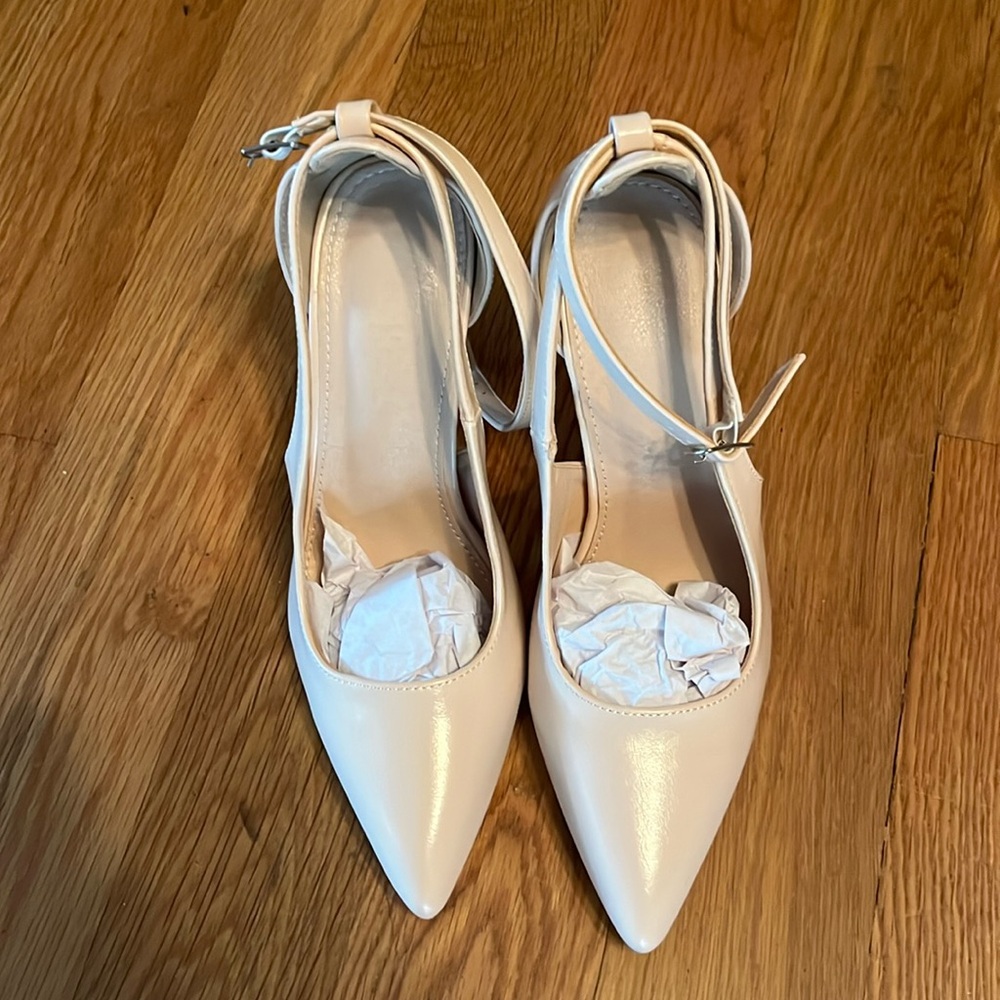 Cream Heels with ankle straps